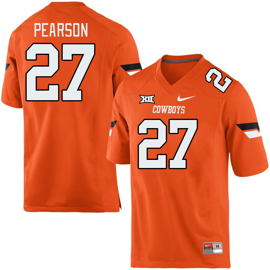 Men #27 Kyler Pearson Oklahoma State Cowboys College Football Jerseys Stitched-Retro Orange